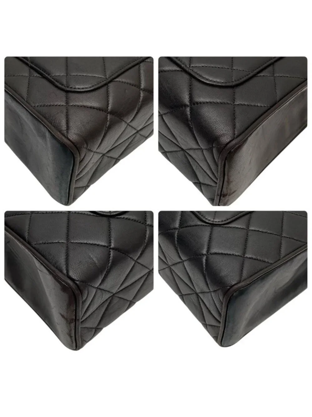 Chanel Lambskin Quilted Hand Bag CC Logo Bicolor